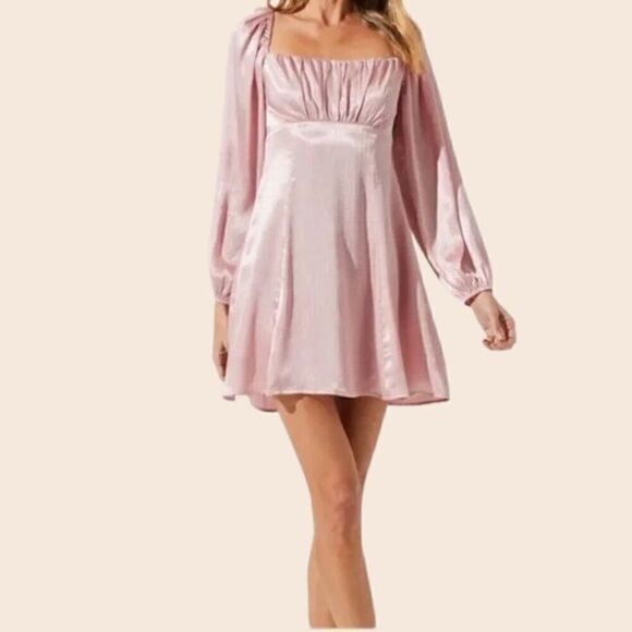ASTR the Label Long Sleeve Empire Waist Mini Babydoll Dress Size Medium - Picture 3 of 16